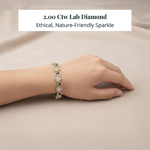 Shop Lc Luxuriant Lab Grown Diamond VS-SI 2.00 Ctw Bracelet In 14K YG Over And Sterling Silver (7.25 In)