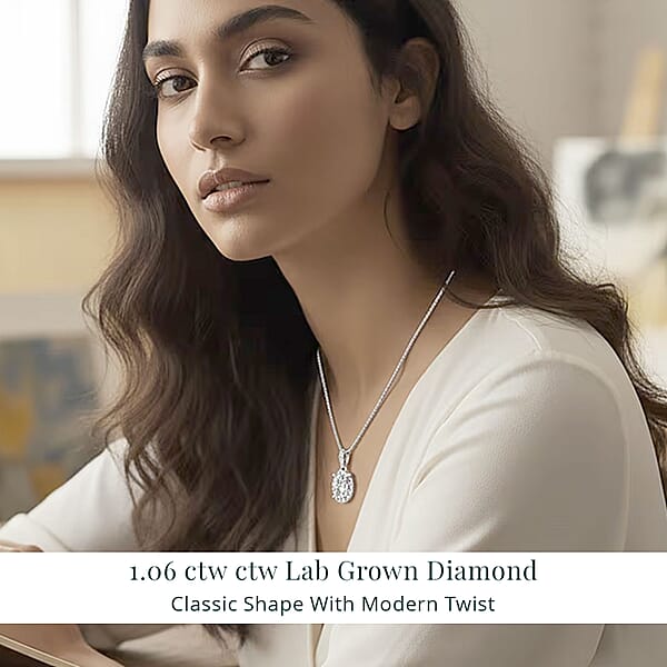 Shop Lc Luxuriant Lab Grown Diamond VS1 1.06 Ctw Pendant Necklace In 14K White Gold 18 Inches
