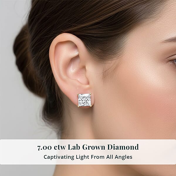 Shop Lc Luxuriant Lab Grown Diamond VS2-G 7.00 Ctw Earrings In 14K Yellow Gold