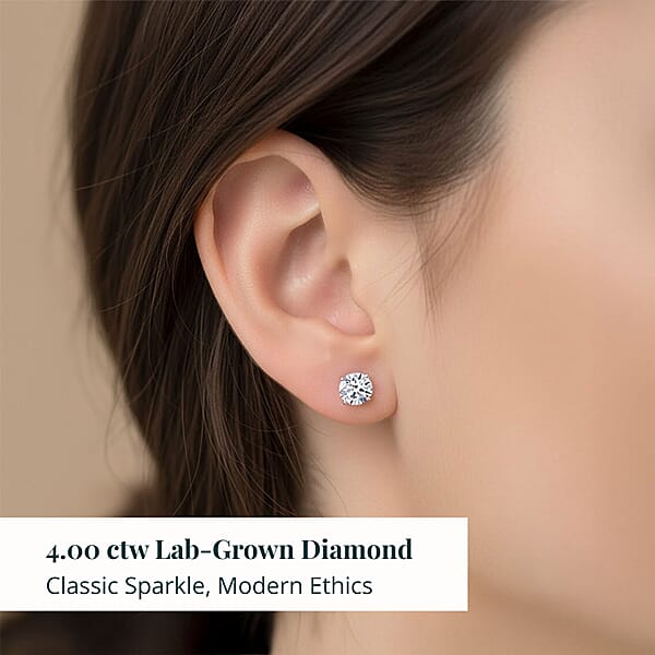Shop Lc Luxuriant Lab Grown Diamond VVS2 4.00 Ctw Stud Earrings In 14K White Gold