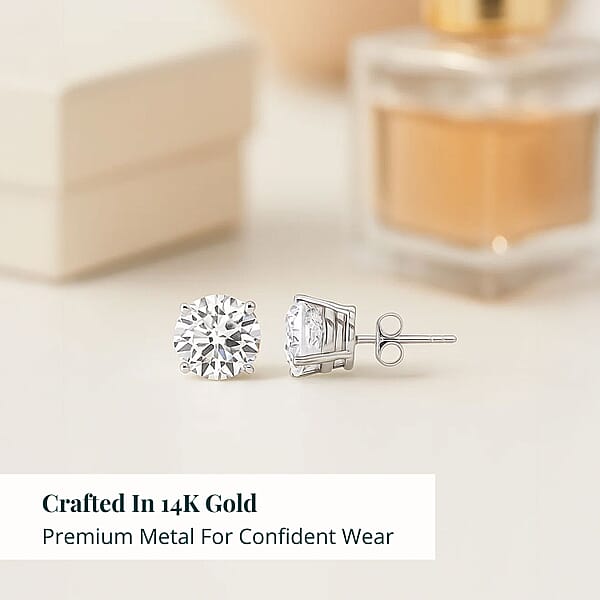 Shop Lc Luxuriant Lab Grown Diamond VVS2 4.00 Ctw Stud Earrings In 14K White Gold