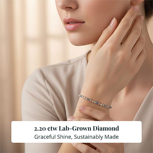 Shop Lc Luxuriant Lab Grown Multi Diamond (IR) SI 2.20 Ctw Aurora Radiance Bracelet In Rhodium Over Sterling Silver (6.50 In)