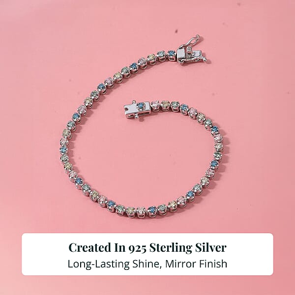 Shop Lc Luxuriant Lab Grown Multi Diamond (IR) SI 2.20 Ctw Aurora Radiance Bracelet In Rhodium Over Sterling Silver (6.50 In)
