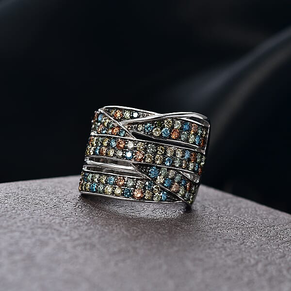 Shop Lc Luxuriant Lab Grown Multi Diamond Ring In Rhodium Over Sterling Silver 2.00 Ctw (G-H SI)
