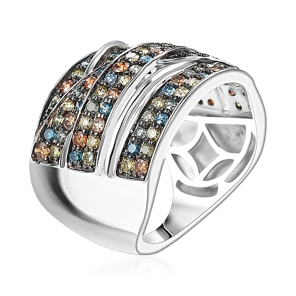 Shop Lc Luxuriant Lab Grown Multi Diamond Ring In Rhodium Over Sterling Silver 2.00 Ctw (G-H SI)