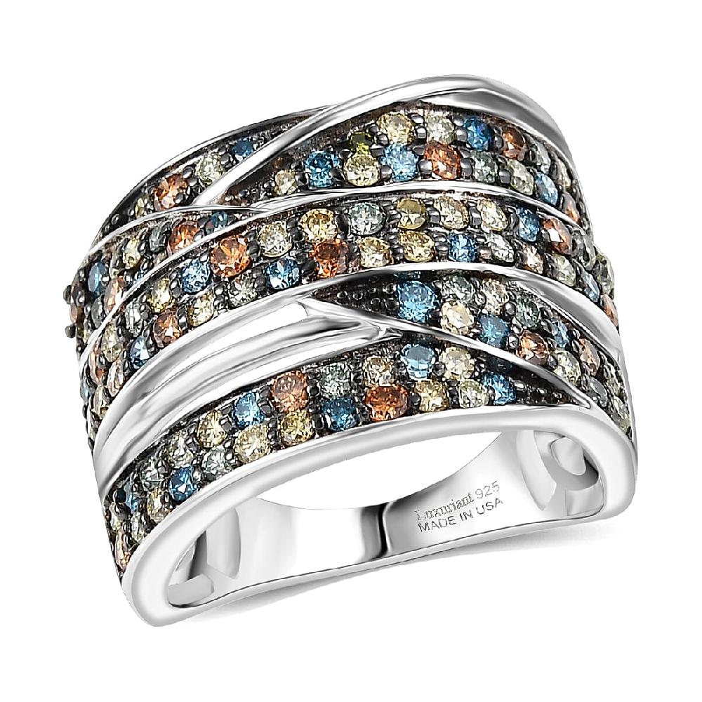 shop lc Luxuriant Lab Grown Multi Diamond Ring in Rhodium Over Sterling Silver 2.00 ctw (G-H SI)