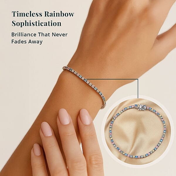 Shop Lc Luxuriant Lab Grown Multi Diamond SI 4.20 Ctw Rainbow Symphony Bracelet In Rhodium Over Sterling Silver (7.25 In)