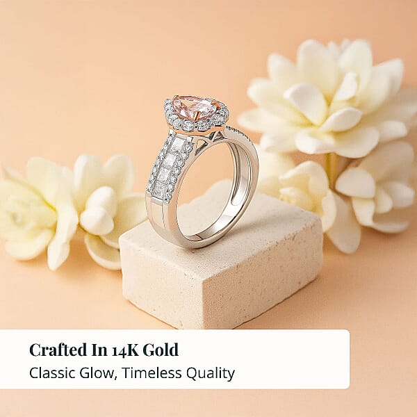 Shop Lc Luxuriant Lab Grown Pink And White Diamond (VS1) Ring In 14K White And Rose Gold 2.25 Ctw