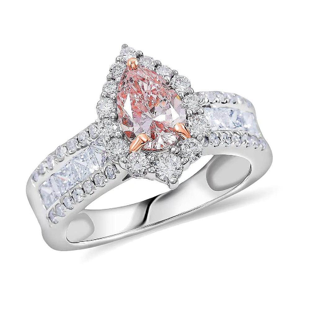 shop lc Luxuriant Lab Grown Pink and White Diamond (VS1) Ring in 14K White and Rose Gold 2.25 ctw