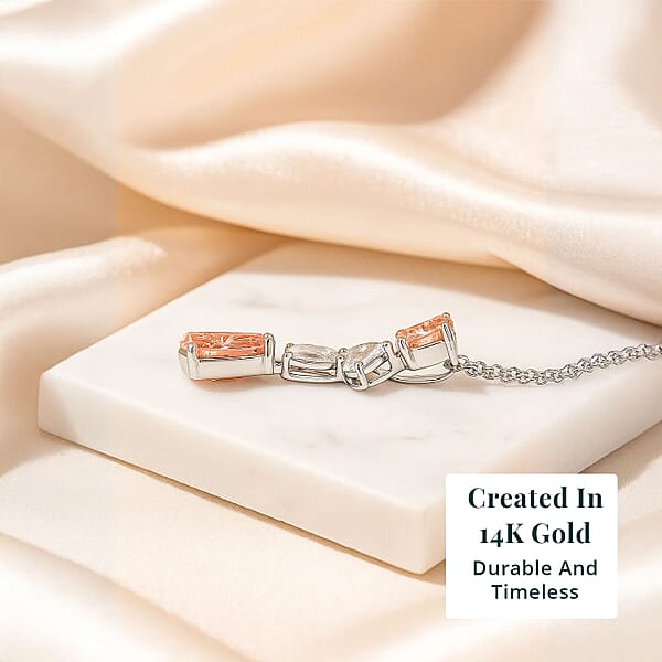 Shop Lc Luxuriant Lab Grown Pink Diamond And Lab Grown Diamond VS-VS2 2.00 Ctw Necklace In 14K White Gold 18 Inches