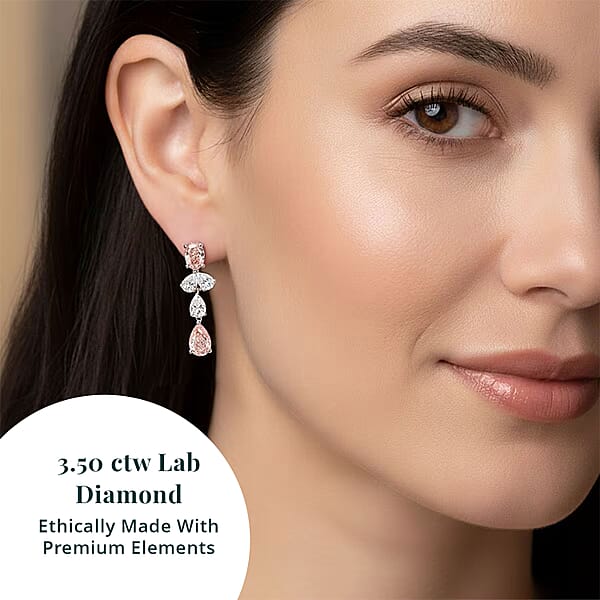 Shop Lc Luxuriant Lab Grown Pink Diamond And Lab Grown Diamond VS-VS2 3.50 Ctw Earrings In 14K White Gold