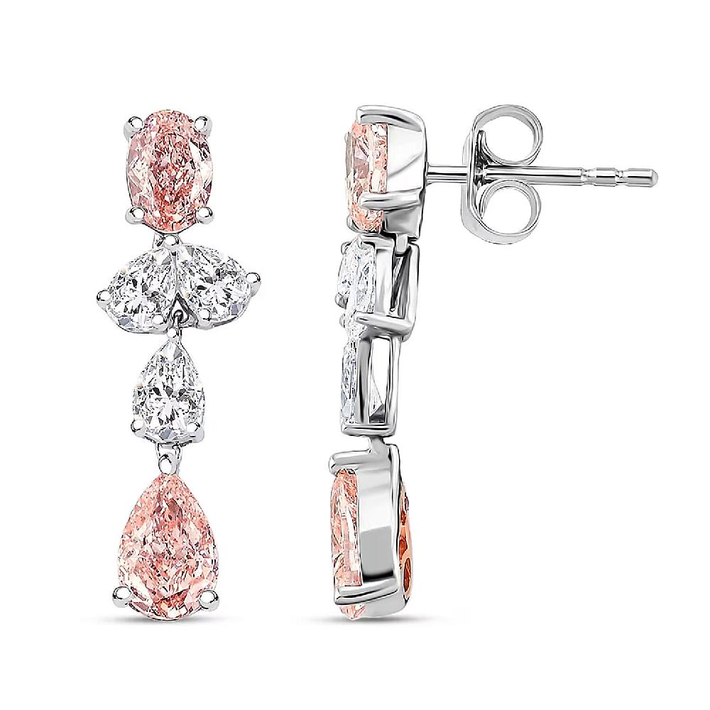 shop lc Luxuriant Lab Grown Pink Diamond and Lab Grown Diamond VS-VS2 3.50 ctw Earrings in 14K White Gold