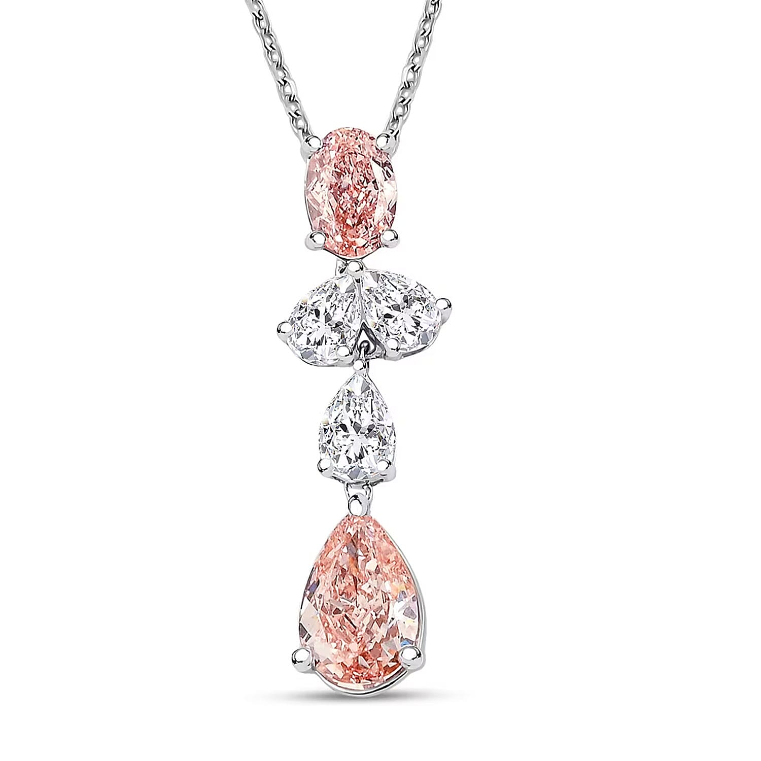 shop lc Luxuriant Lab Grown Pink Diamond and Lab Grown Diamond VS-VS2 2.00 ctw Necklace in 14K White Gold 18 Inches