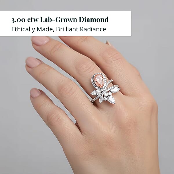 Shop Lc Luxuriant Lab Grown Pink Diamond (IR) 7.0) And Lab Grown Diamond VS-VS2 3.00 Ctw Ring In 14K White Gold
