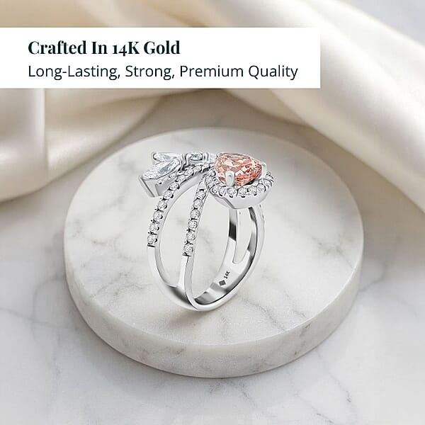 Shop Lc Luxuriant Lab Grown Pink Diamond (IR) 7.0) And Lab Grown Diamond VS-VS2 3.00 Ctw Ring In 14K White Gold