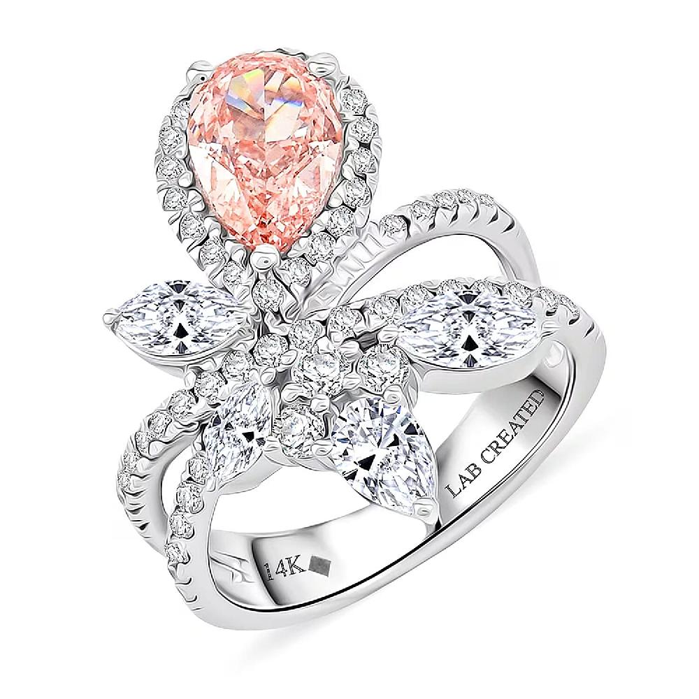 shop lc Luxuriant Lab Grown Pink Diamond (IR) 7.0) and Lab Grown Diamond VS-VS2 3.00 ctw Ring in 14K White Gold