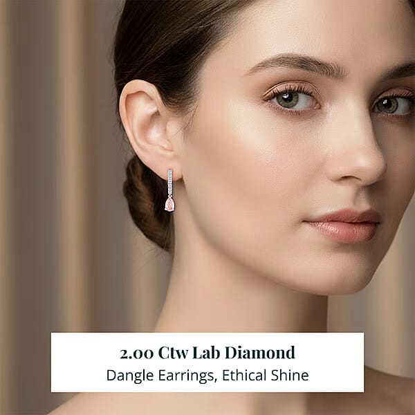 Shop Lc Luxuriant Lab Grown Pink Diamond (IR) And Lab Grown Diamond VS2 2.00 Ctw Earrings In 14K White Gold