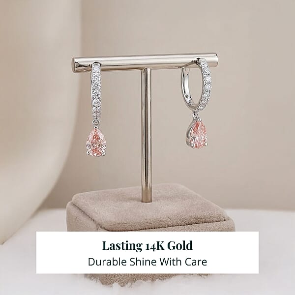 Shop Lc Luxuriant Lab Grown Pink Diamond (IR) And Lab Grown Diamond VS2 2.00 Ctw Earrings In 14K White Gold