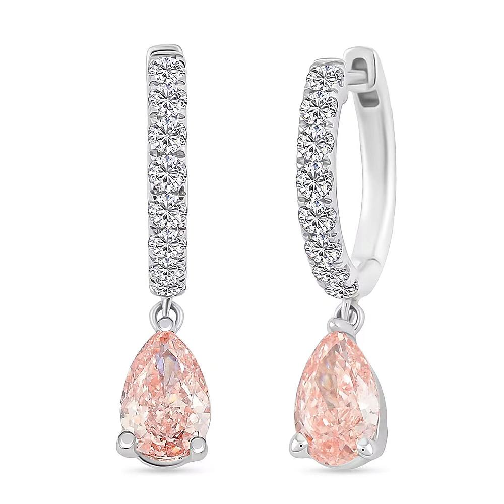 shop lc Luxuriant Lab Grown Pink Diamond (IR) and Lab Grown Diamond VS2 2.00 ctw Earrings in 14K White Gold