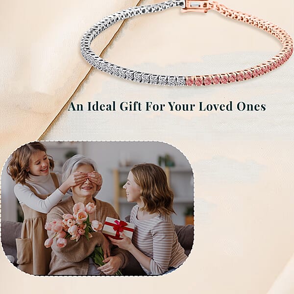 Shop Lc Luxuriant Lab Grown Pink Diamond (IR) Lab Grown Diamond 3.15 Ctw Bracelet In 14K White And Rose Gold (7.25 In) 7.71 Grams