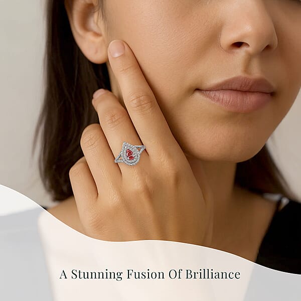 Shop Lc Luxuriant Lab Grown Pink Diamond (IR) VS 1.00 Ctw Teardrop Ring In 950 Platinum