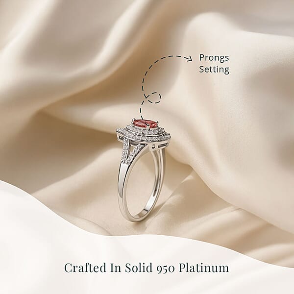 Shop Lc Luxuriant Lab Grown Pink Diamond (IR) VS 1.00 Ctw Teardrop Ring In 950 Platinum