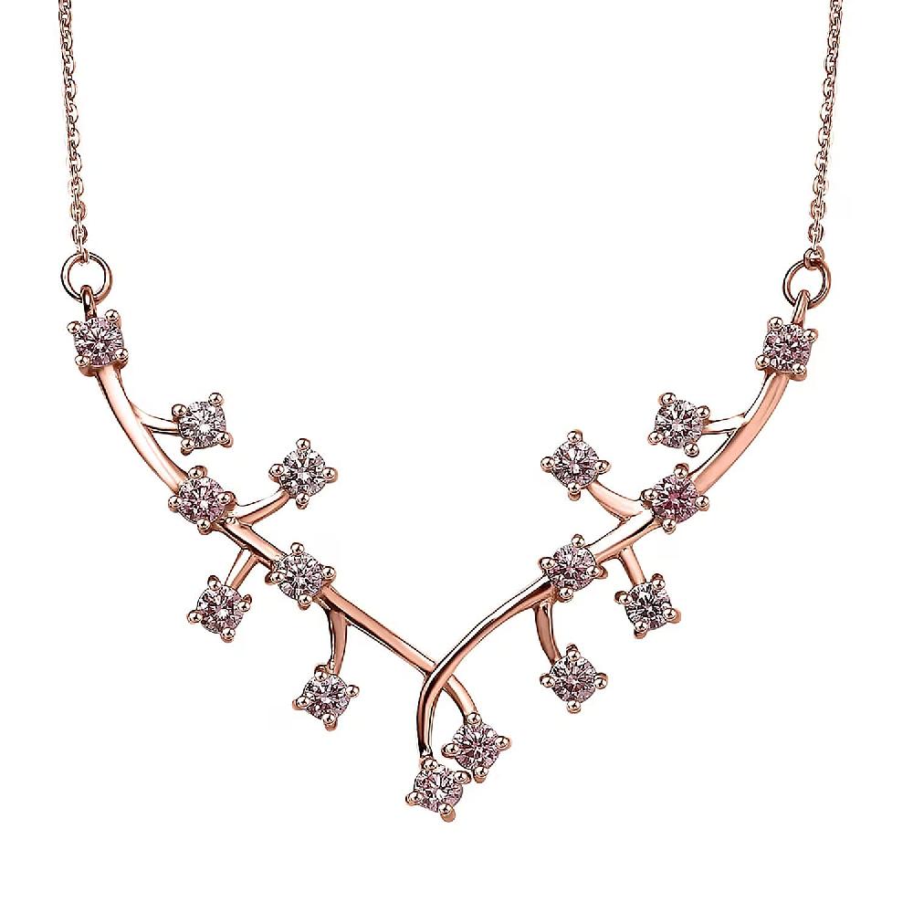 shop lc Luxuriant Lab Grown Pink Diamond (IR) VS 1.00 ctw Vines Necklace in 18K Vermeil Rose Gold Over Sterling Silver 18 Inches