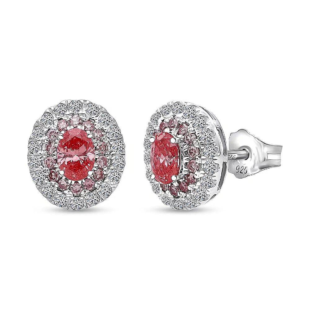 shop lc Luxuriant Lab Grown Pink Diamond (IR) (VS) and Lab Grown Diamond 1.00 ctw Rose Radiance Earrings in Rhodium Over Sterling Silver