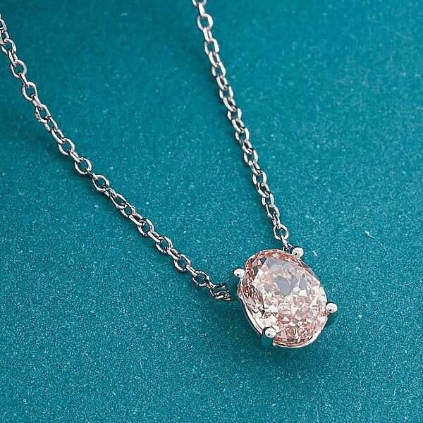 Shop Lc Luxuriant Lab Grown Pink Diamond (IR) VS2 1.00 Ctw Necklace 16 Inches In 14K White Gold
