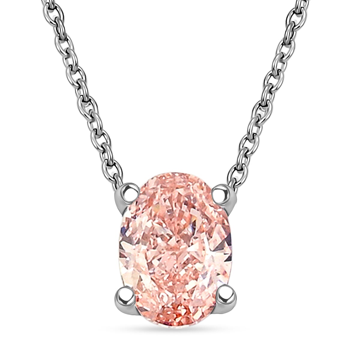 shop lc Luxuriant Lab Grown Pink Diamond (IR) VS2 1.00 ctw Necklace 16 Inches in 14K White Gold