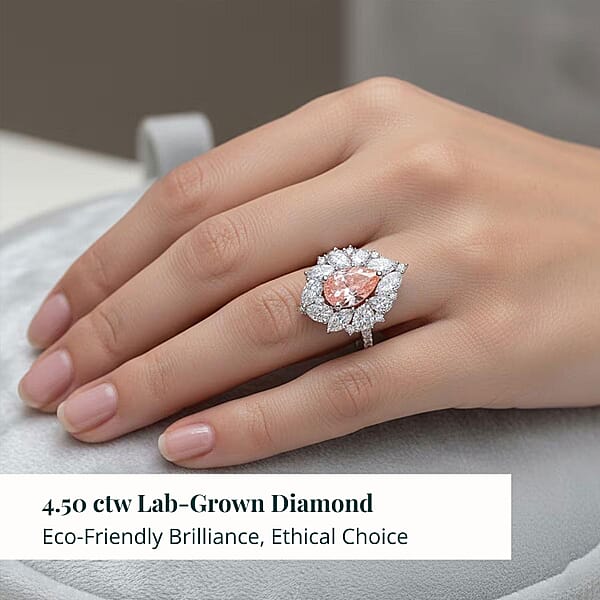 Shop Lc Luxuriant Lab Grown Pink Diamond Lab Grown Diamond Blush Empress Ring In 14K White Gold 4.50 Ctw