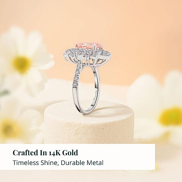 Shop Lc Luxuriant Lab Grown Pink Diamond Lab Grown Diamond Blush Empress Ring In 14K White Gold 4.50 Ctw