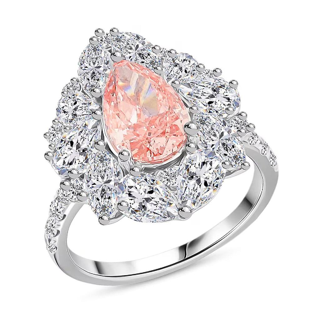 shop lc Luxuriant Lab Grown Pink Diamond Lab Grown Diamond Blush Empress Ring in 14K White Gold 4.50 ctw