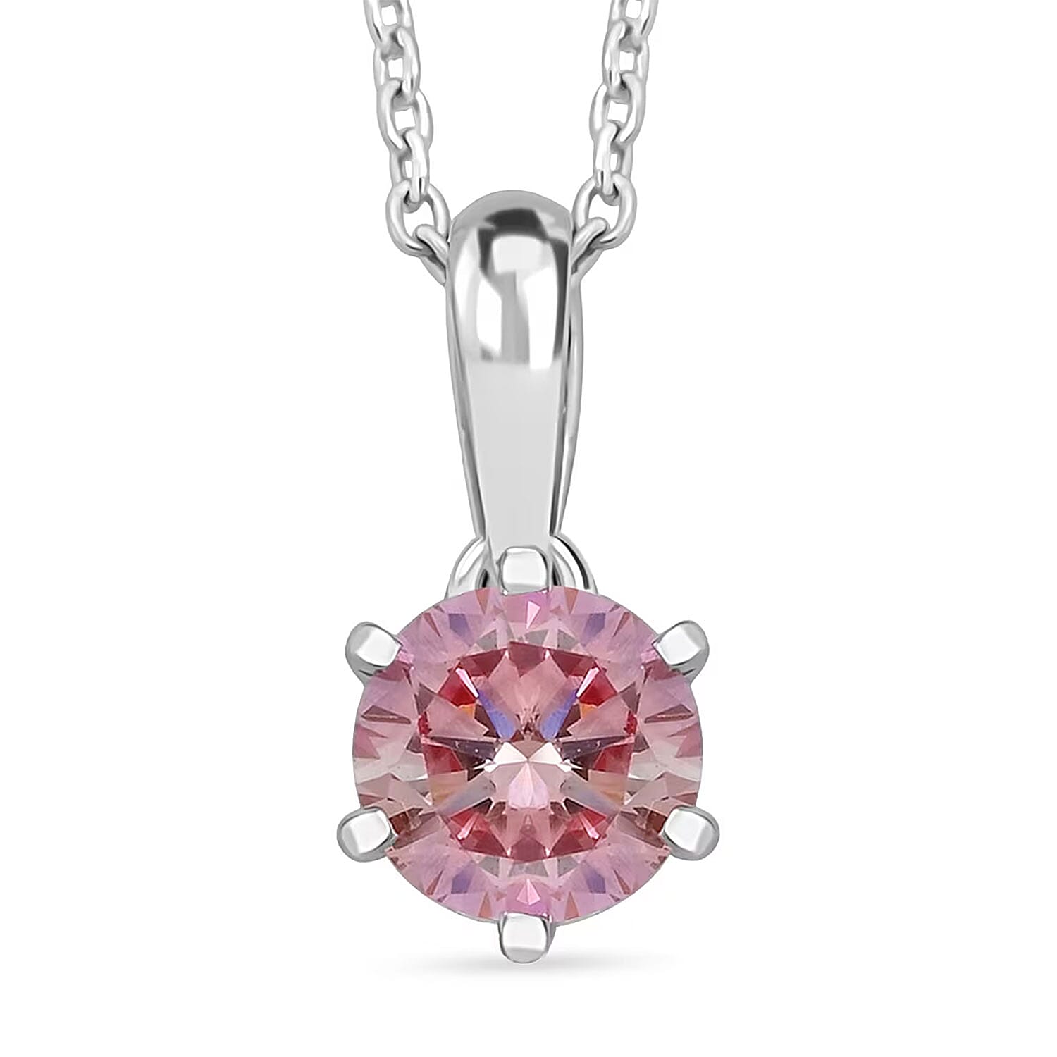 shop lc Luxuriant Lab Grown Pink Diamond Lab Grown Diamond Celestial Pendant Necklace in 18K Vermeil RG Over Sterling Silver 0.55 ctw (VS)