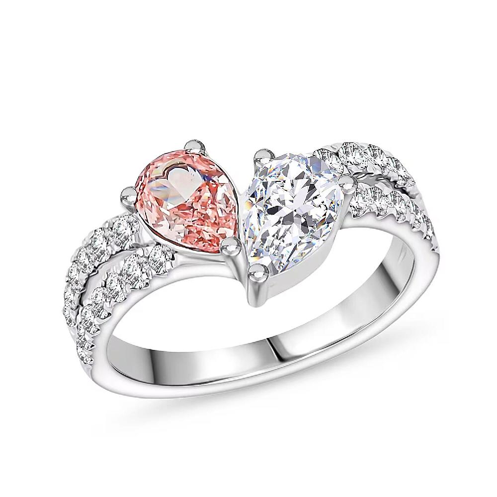 shop lc Luxuriant Lab Grown Pink Diamond Lab Grown Diamond Promise Duo Ring in 14K White Gold 2.00 ctw