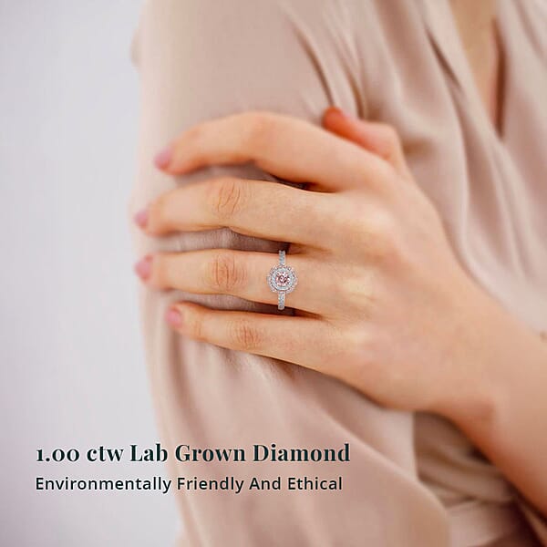 Shop Lc Luxuriant Lab Grown Pink Diamond VS And Lab Grown Diamond SI 1.00 Ctw Celestial Bloom Ring In 18K Vermeil Rose Gold Over Sterling Silver