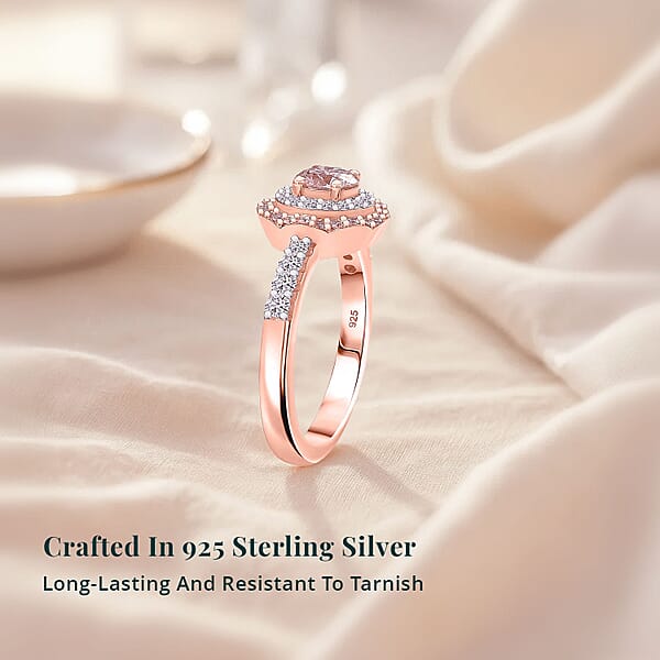 Shop Lc Luxuriant Lab Grown Pink Diamond VS And Lab Grown Diamond SI 1.00 Ctw Celestial Bloom Ring In 18K Vermeil Rose Gold Over Sterling Silver