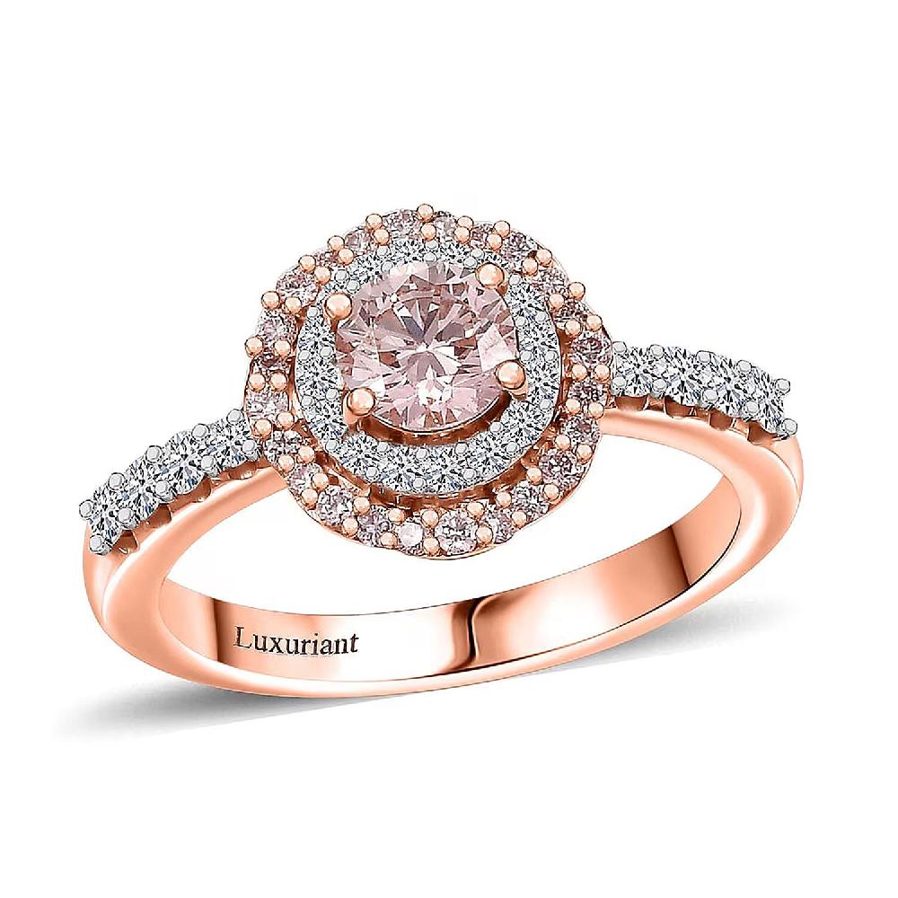 shop lc Luxuriant Lab Grown Pink Diamond VS and Lab Grown Diamond SI 1.00 ctw Celestial Bloom Ring in 18K Vermeil Rose Gold Over Sterling Silver