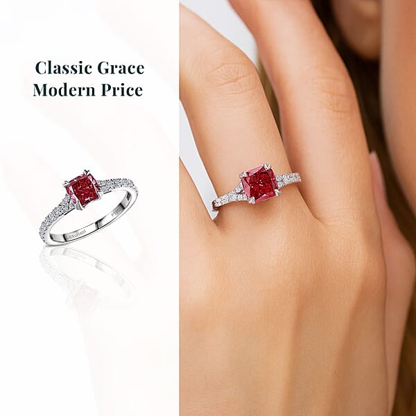Shop Lc Luxuriant Lab Grown Pink Diamond (VS) Lab Grown Diamond Dawn Rose Ring In 950 Platinum 1.50 Ctw