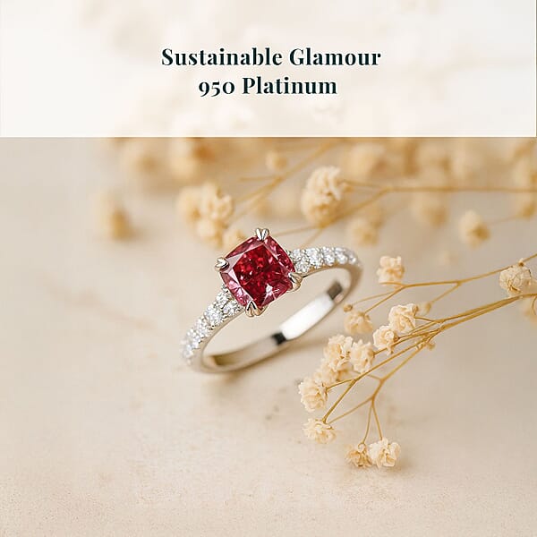 Shop Lc Luxuriant Lab Grown Pink Diamond (VS) Lab Grown Diamond Dawn Rose Ring In 950 Platinum 1.50 Ctw