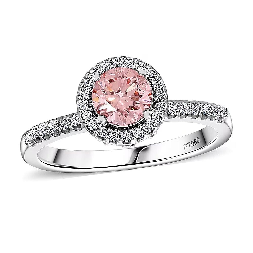 shop lc Luxuriant Lab Grown Pink Diamond (VS) Lab Grown Diamond Bloom Ring in 950 Platinum 1.00 ctw