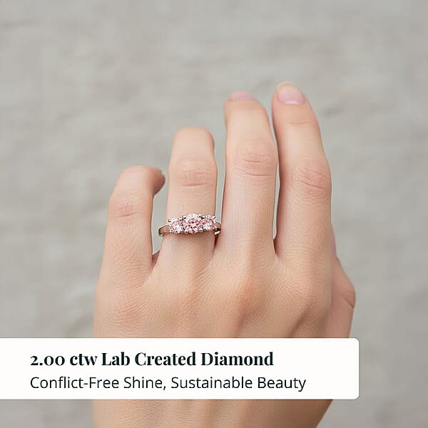 Shop Lc Luxuriant Lab Grown Pink Diamond (VS1) Trinity Ring In 14K White Gold 2.00 Ctw