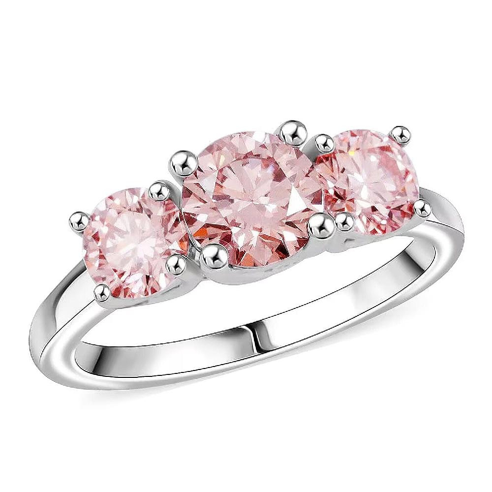 shop lc Luxuriant Lab Grown Pink Diamond (VS1) Trinity Ring in 14K White Gold 2.00 ctw