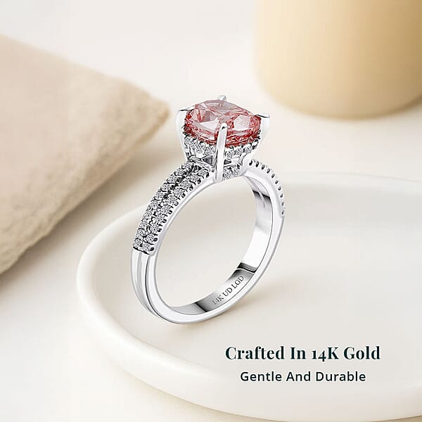 Shop Lc Luxuriant Lab Grown Pink Diamond (VVS2) Lab Grown Diamond Ring In 14K White Gold 2.30 Ctw