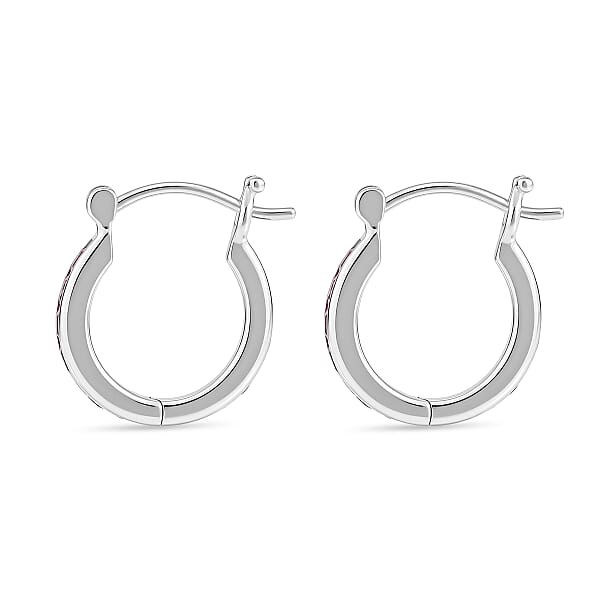 Shop Lc Luxuriant Lab Grown Pink Sapphire 0.75 Ctw Hoop Earrings In Platinum Over Sterling Silver