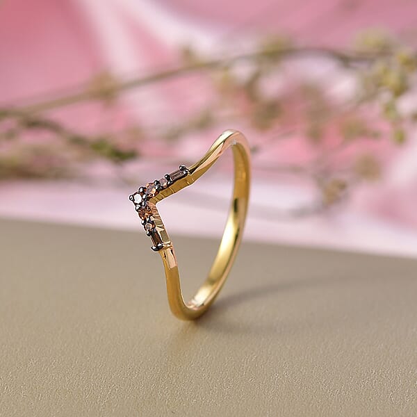Shop Lc Luxuriant Lab Grown Red Diamond Band Ring In 18K Vermeil YG Over Sterling Silver 0.10 Ctw
