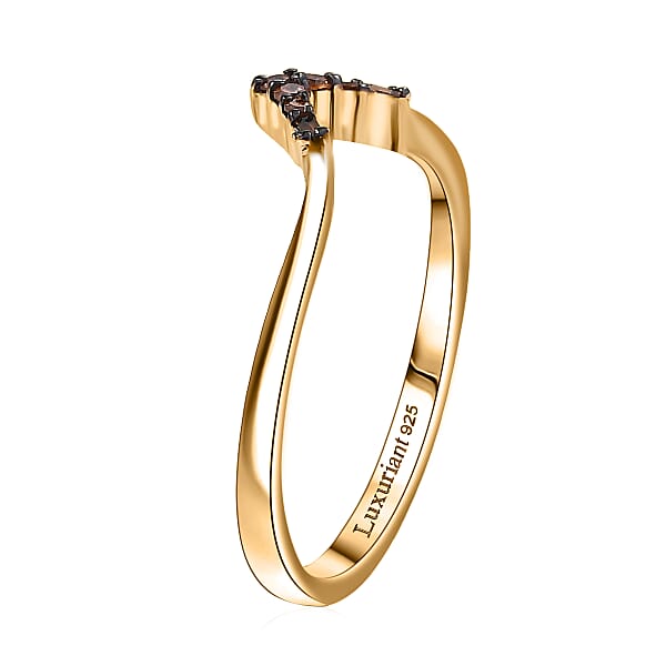 Shop Lc Luxuriant Lab Grown Red Diamond Band Ring In 18K Vermeil YG Over Sterling Silver 0.10 Ctw