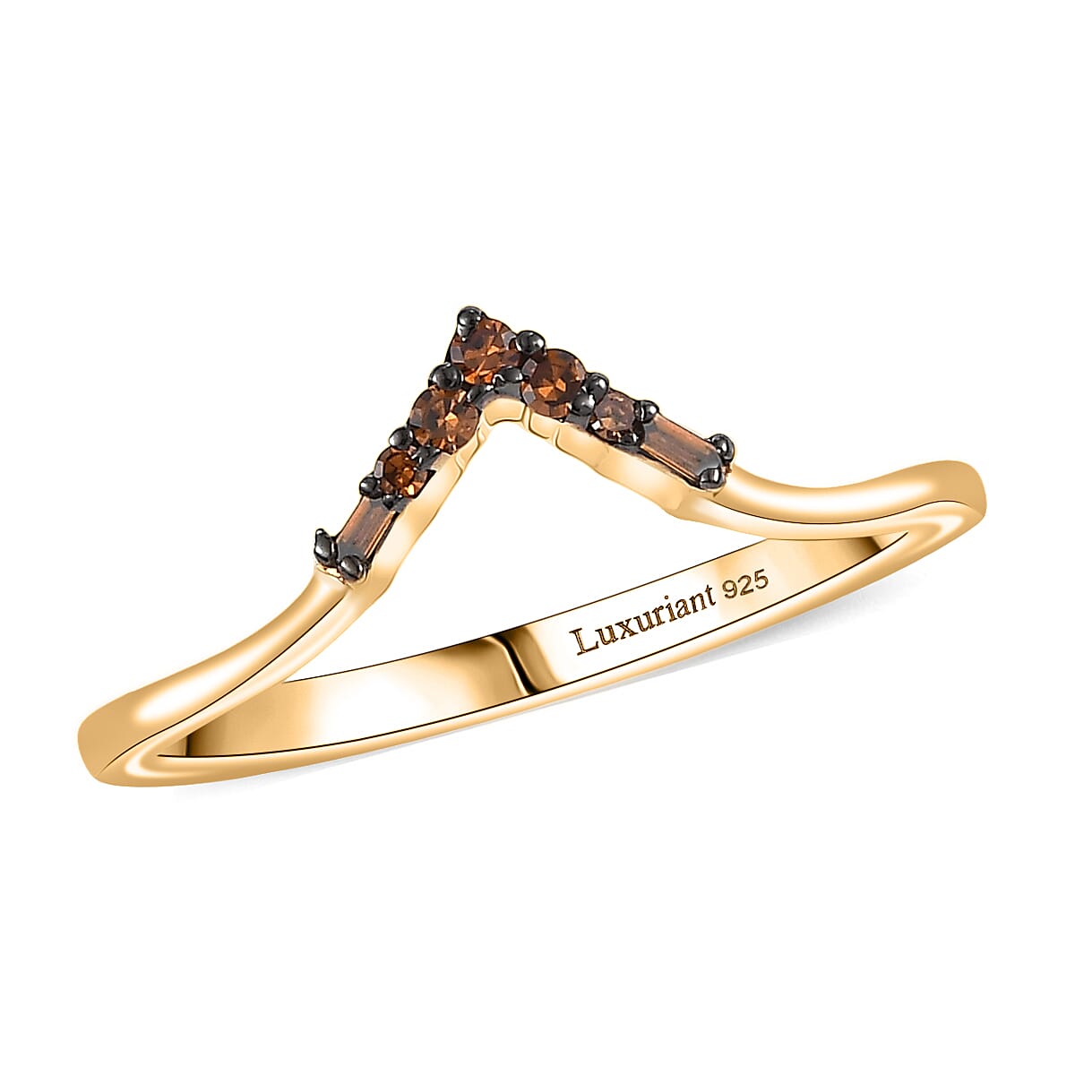 shop lc Luxuriant Lab Grown Red Diamond Band Ring in 18K Vermeil YG Over Sterling Silver 0.10 ctw