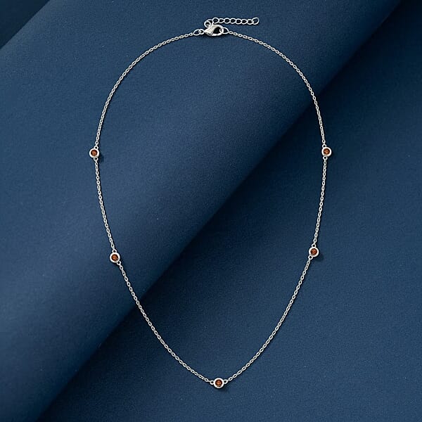 Shop Lc Luxuriant Lab Grown Red Diamond (IR) 0.35 Ctw Firelight Station Necklace 20 Inches In Rhodium Over Sterling Silver