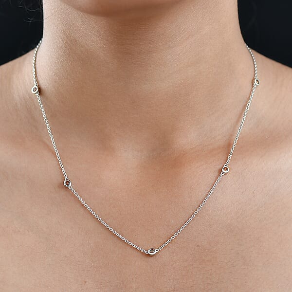 Shop Lc Luxuriant Lab Grown Red Diamond (IR) 0.35 Ctw Firelight Station Necklace 20 Inches In Rhodium Over Sterling Silver